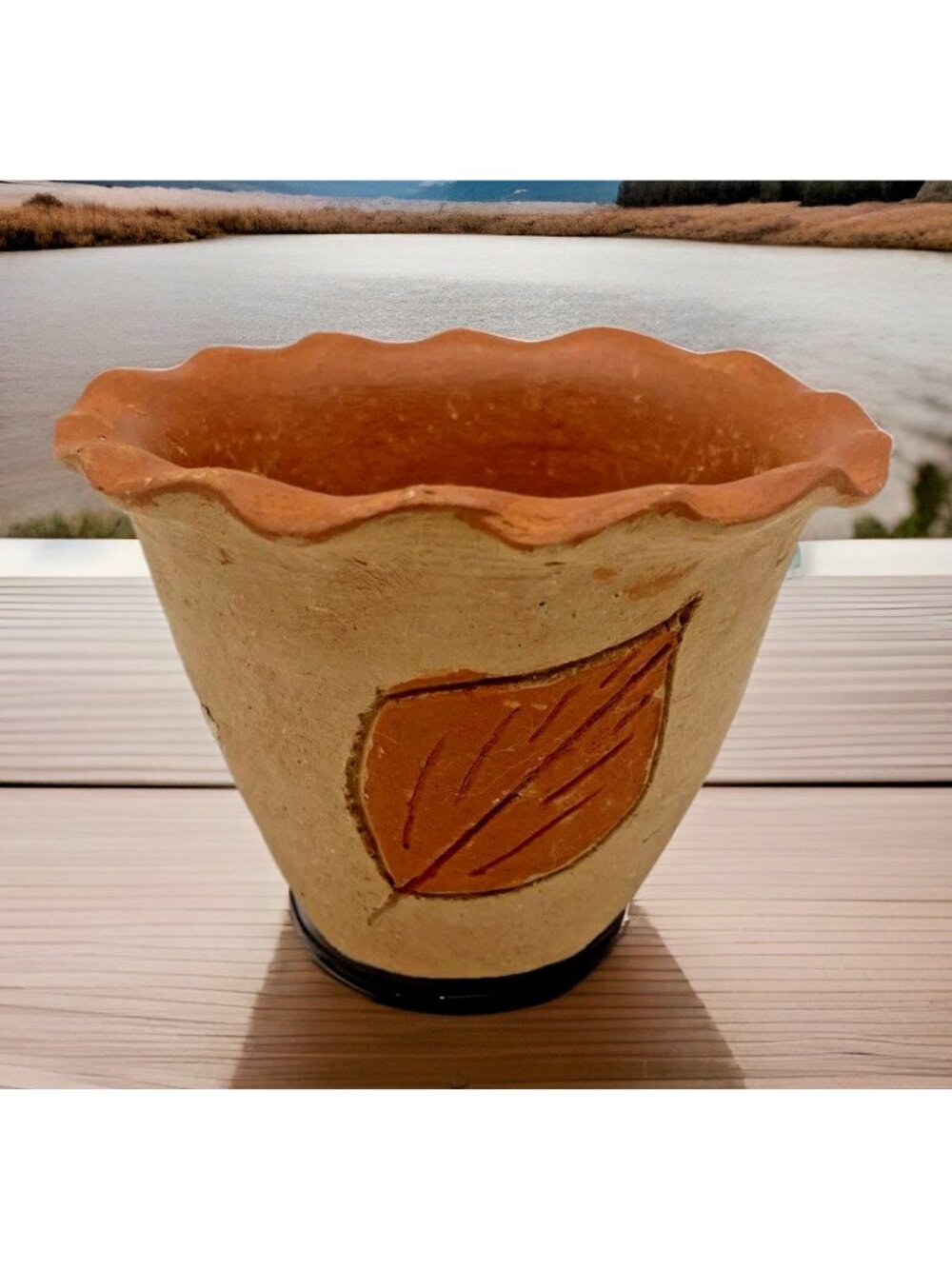 Vintage Terracotta Herb Pot Cachepot Flower Planter Natural Clay Signed